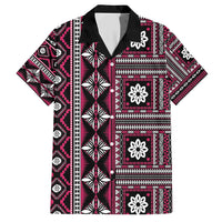 Fiji Masi Tapa Pattern Pink Family Matching Short Sleeve Bodycon Dress and Hawaiian Shirt - Polynesian Pride