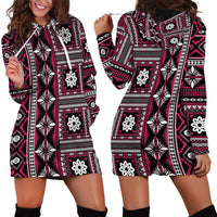 Fiji Masi Tapa Pattern Pink Hoodie Dress - Polynesian Pride