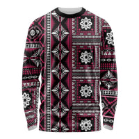 Fiji Masi Tapa Pattern Pink Long Sleeve Shirt - Polynesian Pride