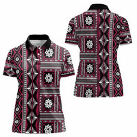 Fiji Masi Tapa Pattern Pink Women Polo Shirt - Polynesian Pride