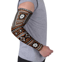 Fiji Masi Tapa Pattern Orange Arm Sleeves - Polynesian Pride