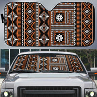 Fiji Masi Tapa Pattern Orange Auto Sun Shade - Polynesian Pride