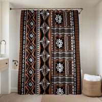 Fiji Masi Tapa Pattern Orange Bathroom Set - Polynesian Pride