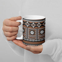 Fiji Masi Tapa Pattern Orange Ceramic Mug - Polynesian Pride