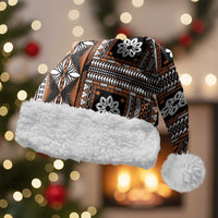 Fiji Masi Tapa Pattern Orange Christmas Santa Hat - Polynesian Pride