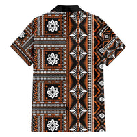 Fiji Masi Tapa Pattern Orange Family Matching Off The Shoulder Long Sleeve Dress and Hawaiian Shirt - Polynesian Pride