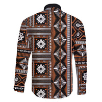 Fiji Masi Tapa Pattern Orange Family Matching Off The Shoulder Long Sleeve Dress and Hawaiian Shirt - Polynesian Pride