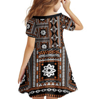 Fiji Masi Tapa Pattern Orange Family Matching Off Shoulder Short Dress and Hawaiian Shirt - Polynesian Pride