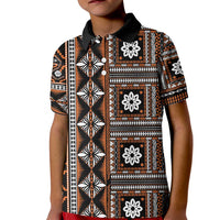 Fiji Masi Tapa Pattern Orange Kid Polo Shirt - Polynesian Pride