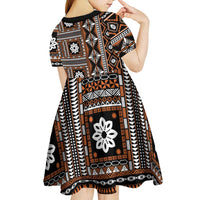 Fiji Masi Tapa Pattern Orange Kid Short Sleeve Dress LT01 - Polynesian Pride
