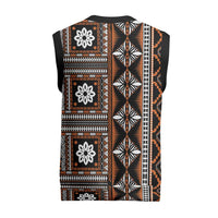 Fiji Masi Tapa Pattern Orange Christmas Knitted V-Neck Vest - Polynesian Pride