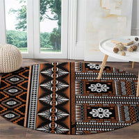 Fiji Masi Tapa Pattern Orange Round Carpet - Polynesian Pride