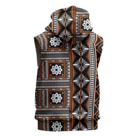 Fiji Masi Tapa Pattern Orange Sleeveless Zip Hoodie - Polynesian Pride