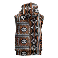 Fiji Masi Tapa Pattern Orange Sleeveless Zip Hoodie - Polynesian Pride