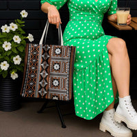 Fiji Masi Tapa Pattern Orange Tote Bag - Polynesian Pride