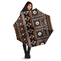 Fiji Masi Tapa Pattern Orange Umbrella - Polynesian Pride