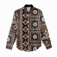 Fiji Masi Tapa Pattern Orange Women Casual Shirt - Polynesian Pride