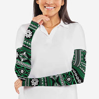 Fiji Masi Tapa Pattern Green Arm Sleeves - Polynesian Pride