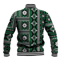 Fiji Masi Tapa Pattern Green Baseball Jacket - Polynesian Pride