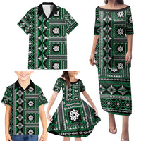 Fiji Masi Tapa Pattern Green Family Matching Puletasi and Hawaiian Shirt - Polynesian Pride