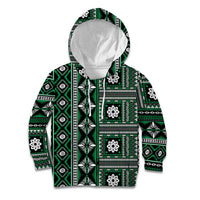 Fiji Masi Tapa Pattern Green Kid Hoodie - Polynesian Pride