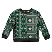 Fiji Masi Tapa Pattern Green Kid Ugly Christmas Sweater - Polynesian Pride