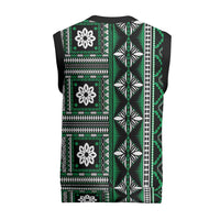 Fiji Masi Tapa Pattern Green Christmas Knitted V-Neck Vest - Polynesian Pride