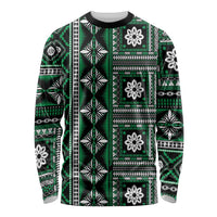Fiji Masi Tapa Pattern Green Long Sleeve Shirt - Polynesian Pride