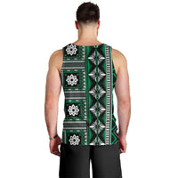 Fiji Masi Tapa Pattern Green Men Tank Top - Polynesian Pride