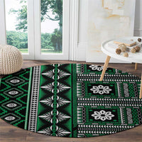 Fiji Masi Tapa Pattern Green Round Carpet - Polynesian Pride