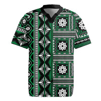 Fiji Masi Tapa Pattern Green Rugby Jersey - Polynesian Pride