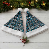 Fiji Masi Tapa Pattern Blue Christmas Santa Hat - Polynesian Pride