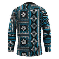 Fiji Masi Tapa Pattern Blue Hockey Jersey LT01 - Polynesian Pride