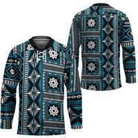 Fiji Masi Tapa Pattern Blue Hockey Jersey LT01 - Polynesian Pride
