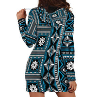 Fiji Masi Tapa Pattern Blue Hoodie Dress - Polynesian Pride
