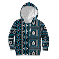 Fiji Masi Tapa Pattern Blue Kid Hoodie - Polynesian Pride