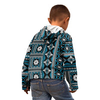 Fiji Masi Tapa Pattern Blue Kid Hoodie - Polynesian Pride