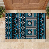 Fiji Masi Tapa Pattern Blue Rubber Doormat LT01 Blue - Polynesian Pride