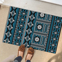 Fiji Masi Tapa Pattern Blue Rubber Doormat LT01 - Polynesian Pride
