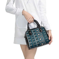 Fiji Masi Tapa Pattern Blue Shoulder Handbag - Polynesian Pride