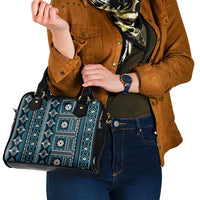 Fiji Masi Tapa Pattern Blue Shoulder Handbag - Polynesian Pride
