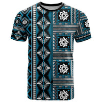 Fiji Masi Tapa Pattern Blue T Shirt - Polynesian Pride