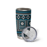 Fiji Masi Tapa Pattern Blue Tumbler Cup - Polynesian Pride