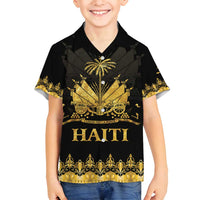 Haiti Neg Marron Gold Family Matching Long Sleeve Bodycon Dress and Hawaiian Shirt Lespwa pa anyen san aksyon LT01 Son's Shirt Gold - Polynesian Pride