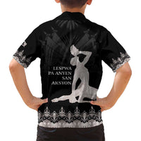 Haiti Neg Marron Silver Family Matching Off Shoulder Short Dress and Hawaiian Shirt Hope is Nothing Without Action LT01 - Polynesian Pride
