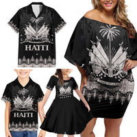 Haiti Neg Marron Silver Family Matching Off Shoulder Short Dress and Hawaiian Shirt Hope is Nothing Without Action LT01 - Polynesian Pride