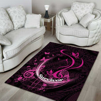 Survivor Melody Pink Area Rug Breast Cancer Polynesian Pattern