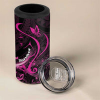 Personalised Survivor Melody Pink 4 in 1 Can Cooler Tumbler Breast Cancer Polynesian Pattern