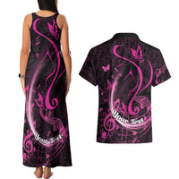 Personalised Survivor Melody Pink Couples Matching Tank Maxi Dress and Hawaiian Shirt Breast Cancer Polynesian Pattern LT01 - Polynesian Pride