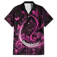 Personalised Survivor Melody Pink Family Matching Off Shoulder Short Dress and Hawaiian Shirt Breast Cancer Polynesian Pattern LT01 Dad's Shirt - Short Sleeve Pink - Polynesian Pride